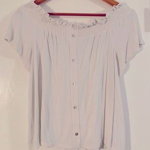 Alya: White Off-Shoulder Blouse with Buttons